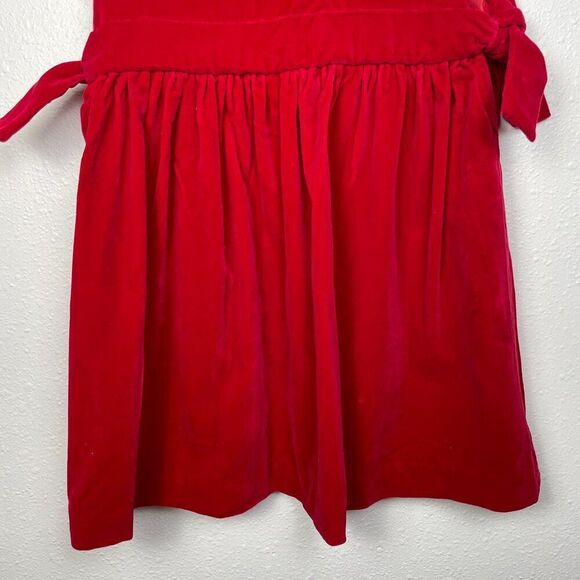 VTG Red Velvet Square Neck Overall Tie Waist Dress - Picture 5 of 8